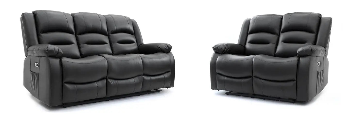 Alva Electric Recliner Sofa Black 3+2 Set Darnall Furniture