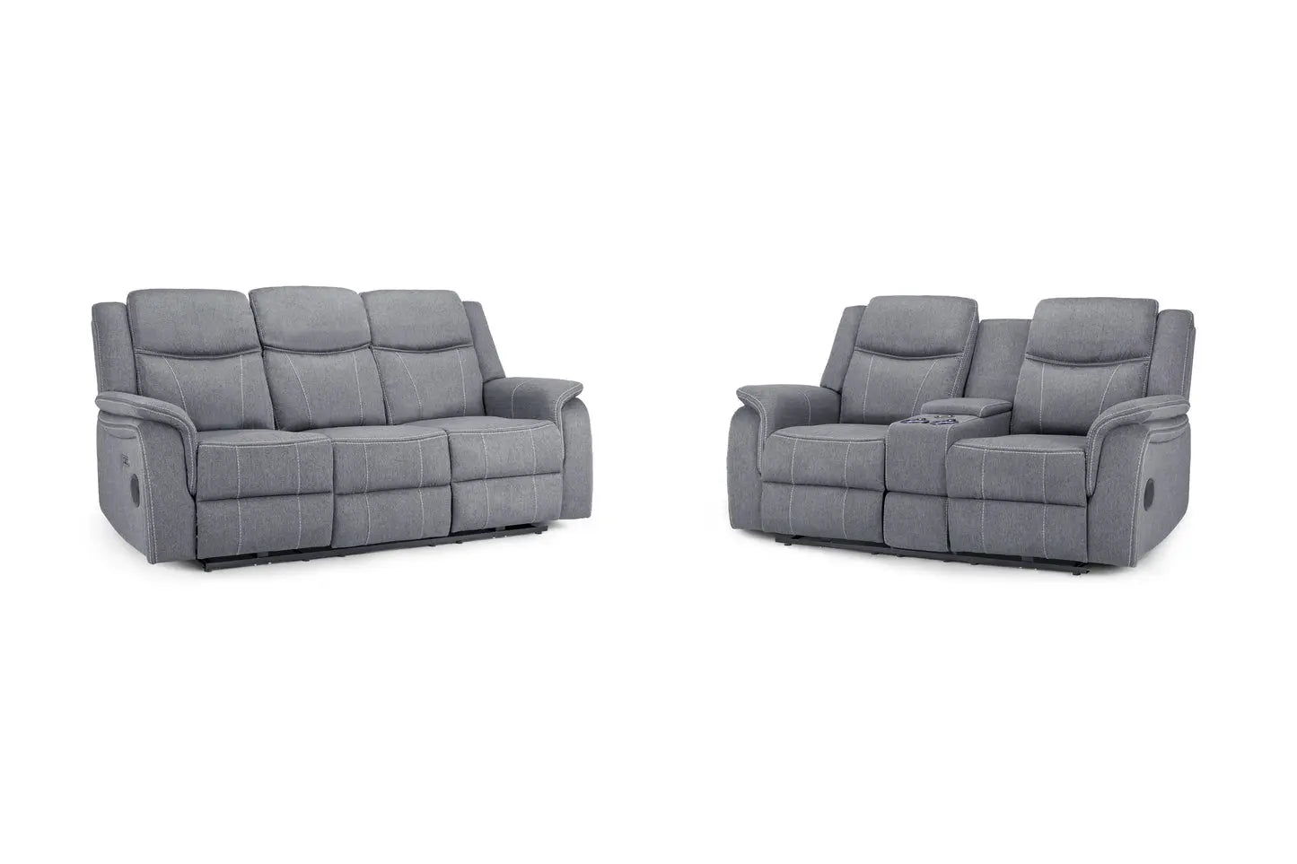 Galaxy Tech Electric Recliner Sofa Grey Fabric 3+2 Set Darnall Furniture