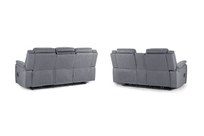 Galaxy Tech Electric Recliner Sofa Grey Fabric 3+2 Set