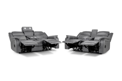 Galaxy Tech Electric Recliner Sofa Grey 3+2 Set