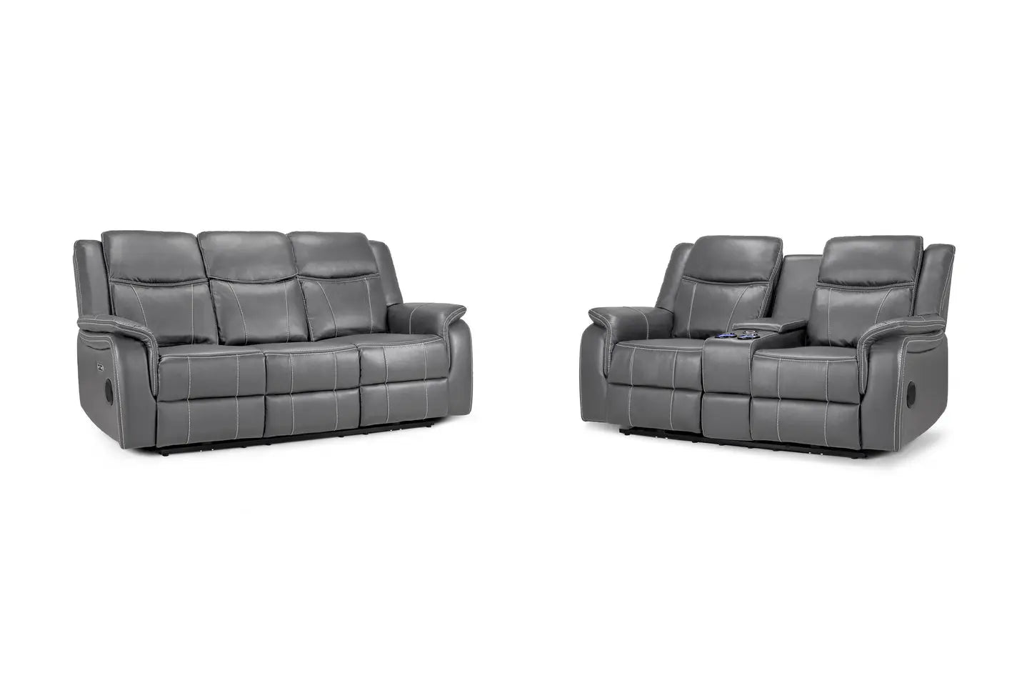 Galaxy Tech Electric Recliner Sofa Grey 3+2 Set Darnall Furniture