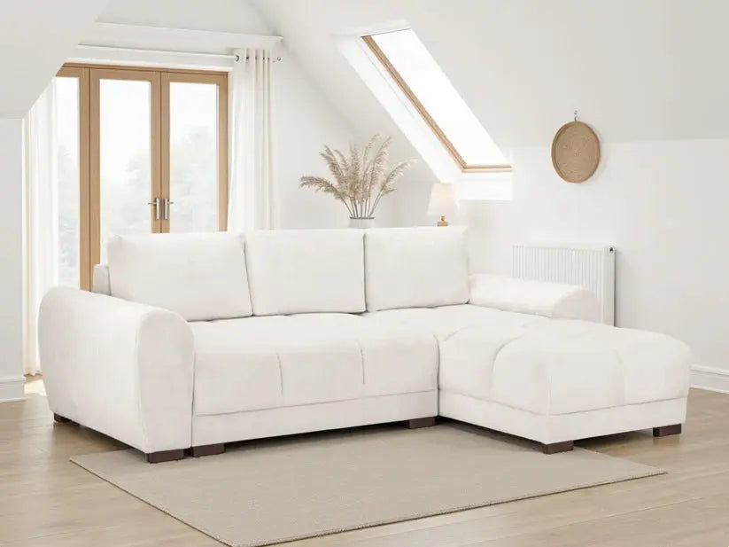 Azzuro Grey Universal Corner Sofa Bed In Grey, Mocha And Cream Colours Brand: Darnall Furniture