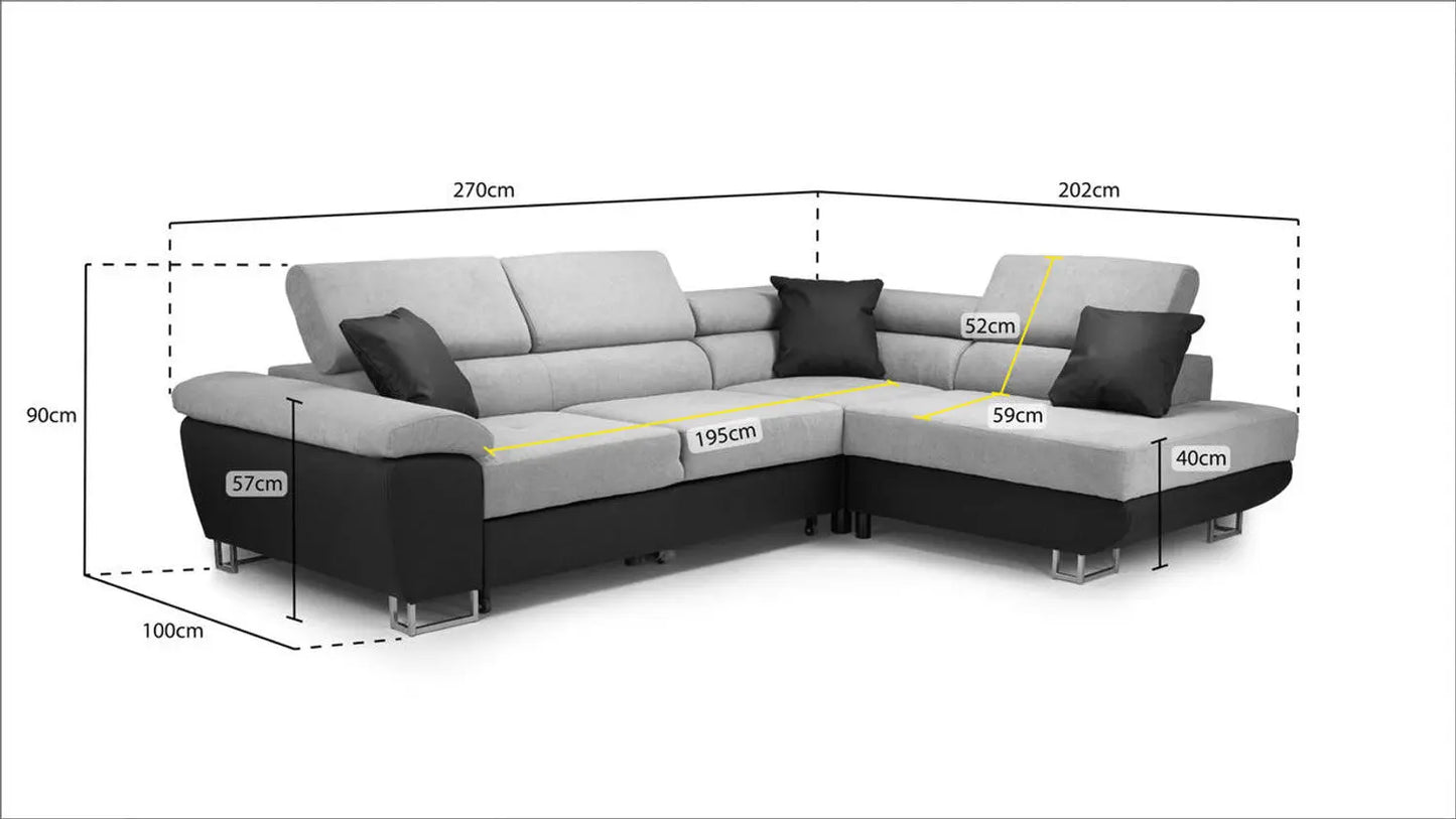 Anton Sofabed Black/Grey Right Hand Facing Corner Brand: Darnall Furniture