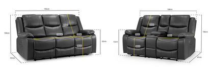 Harald Electric Recliner Sofa Black 3+2 Seater