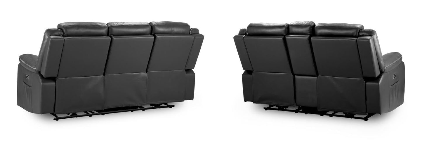 Harald Electric Recliner Sofa Black 3+2 Seater