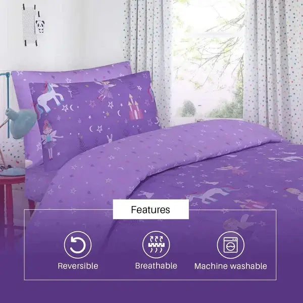 Cotton Bedding Set for Kids Duvet Cover with Fitted Sheet & Pillowcase Darnall Furniture