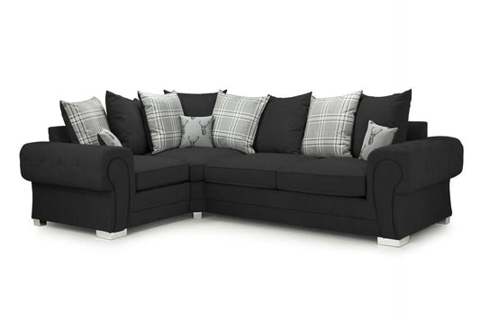 Verona Scatterback Sofabed Black Left Hand Facing Corner Darnall Furniture
