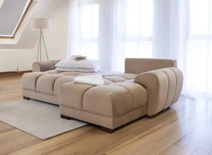 Azzuro Grey Universal Corner Sofa Bed In Grey, Mocha And Cream Colours Brand: Darnall Furniture