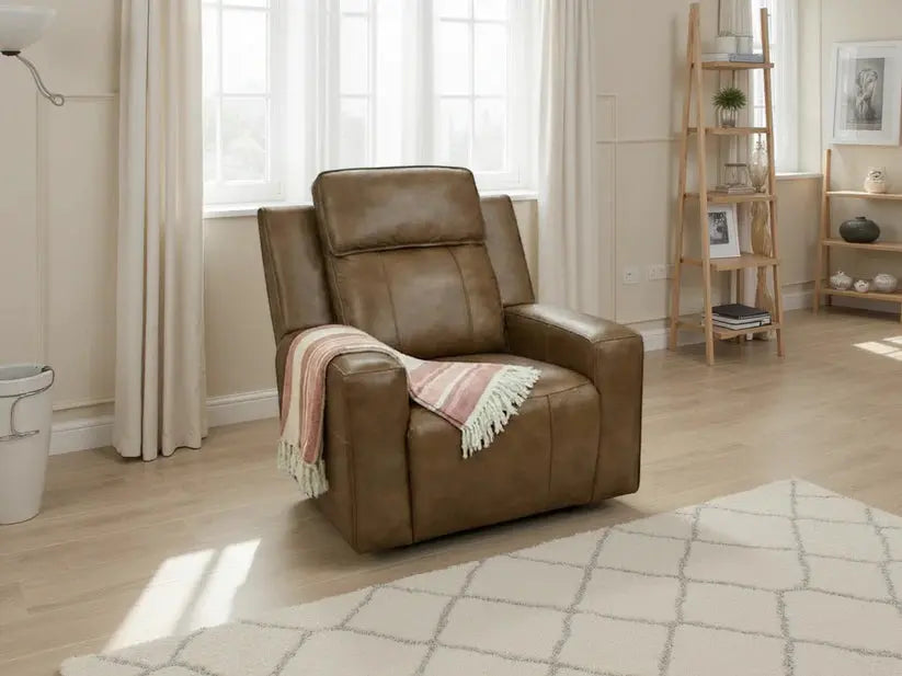 Barcelona Electric Recliner Sofa Brown & Grey  Armchair Darnall Furniture