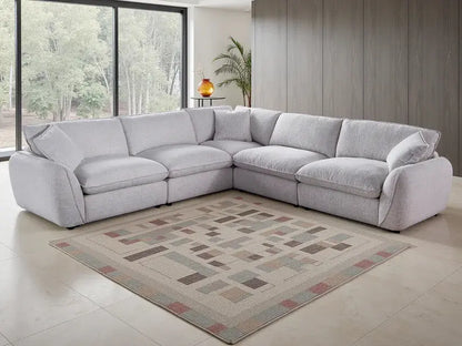 Berlin Beige & Grey Fabric Sofa Range – Large Corner Sofa, 3 & 2 Seater Armchair Darnall Furniture