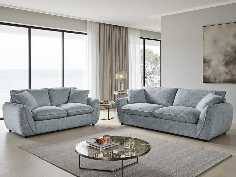 Berlin Beige & Grey Fabric Sofa Range – Large Corner Sofa, 3 & 2 Seater Armchair Darnall Furniture