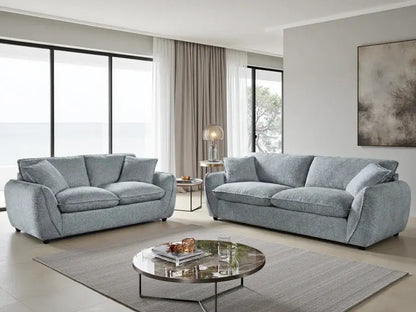 Berlin Beige & Grey Fabric Sofa Range – Large Corner Sofa, 3 & 2 Seater Armchair Darnall Furniture