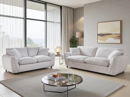 Berlin Beige & Grey Fabric Sofa Range – Large Corner Sofa, 3 & 2 Seater Armchair Darnall Furniture