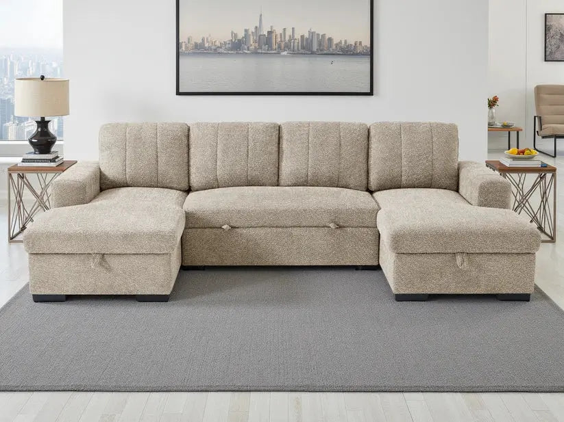 Como Blue U-Shape Corner Sofa Bed | UK Manufactured | Solid Beech Hardwood & Reflex Foam Darnall Furniture