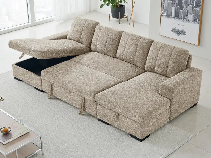 Como Blue U-Shape Corner Sofa Bed | UK Manufactured | Solid Beech Hardwood & Reflex Foam Darnall Furniture