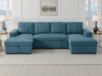 Como Blue U-Shape Corner Sofa Bed | UK Manufactured | Solid Beech Hardwood & Reflex Foam Darnall Furniture