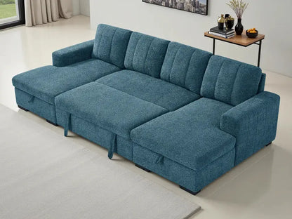 Como Blue U-Shape Corner Sofa Bed | UK Manufactured | Solid Beech Hardwood & Reflex Foam Darnall Furniture