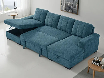 Como Blue U-Shape Corner Sofa Bed | UK Manufactured | Solid Beech Hardwood & Reflex Foam Darnall Furniture