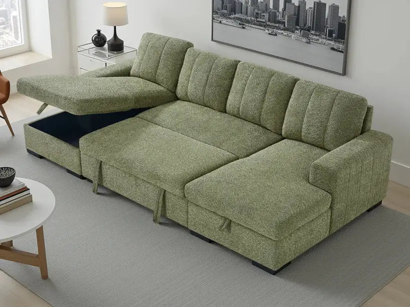 Como Blue U-Shape Corner Sofa Bed | UK Manufactured | Solid Beech Hardwood & Reflex Foam Darnall Furniture