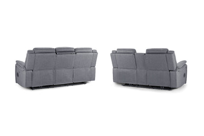 Galaxy Tech Electric Recliner Sofa Grey Fabric 3+2 Set
