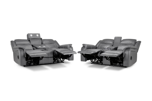 Galaxy Tech Electric Recliner Sofa Grey 3+2 Set