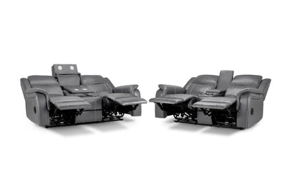 Galaxy Tech Electric Recliner Sofa Grey 3+2 Set