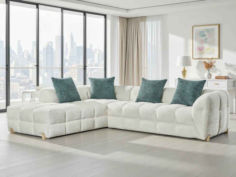 Genoa Beige Corner Sofa – Modern Fabric Design