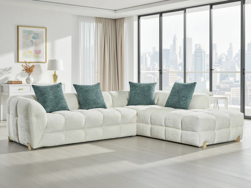Genoa Beige Corner Sofa – Modern Fabric Design