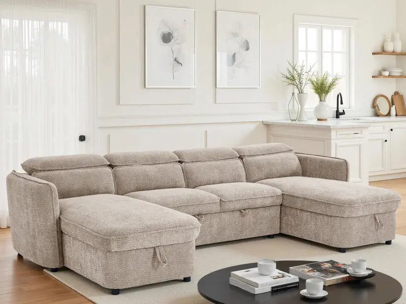 Capri Green U-Shape Corner Sofa Bed | UK Manufactured | Solid Beech Hardwood & Reflex Foam Brand: Darnall Furniture