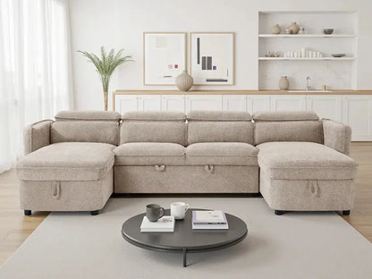 Capri Green U-Shape Corner Sofa Bed | UK Manufactured | Solid Beech Hardwood & Reflex Foam Brand: Darnall Furniture