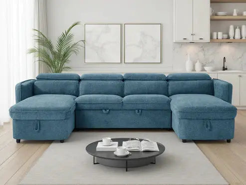 Capri Green U-Shape Corner Sofa Bed | UK Manufactured | Solid Beech Hardwood & Reflex Foam Brand: Darnall Furniture