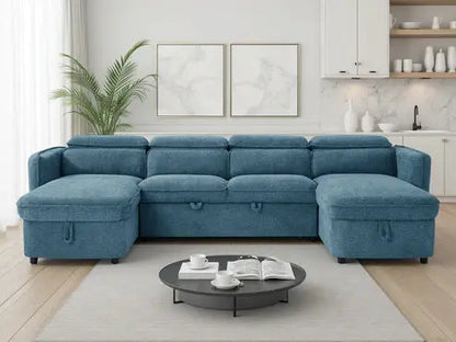 Capri Green U-Shape Corner Sofa Bed | UK Manufactured | Solid Beech Hardwood & Reflex Foam Brand: Darnall Furniture