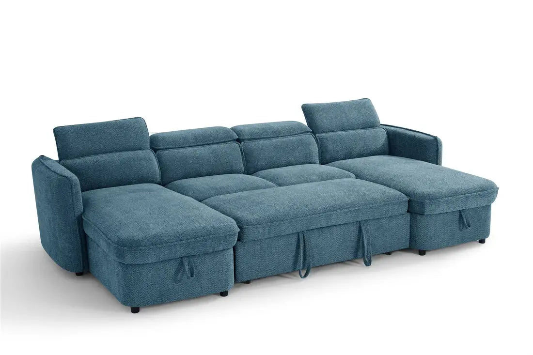 Capri Green U-Shape Corner Sofa Bed | UK Manufactured | Solid Beech Hardwood & Reflex Foam Brand: Darnall Furniture