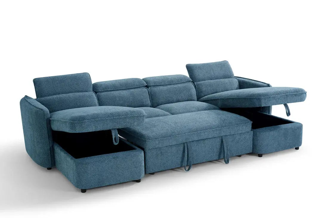Capri Green U-Shape Corner Sofa Bed | UK Manufactured | Solid Beech Hardwood & Reflex Foam Brand: Darnall Furniture