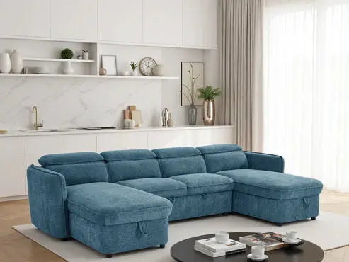 Capri Green U-Shape Corner Sofa Bed | UK Manufactured | Solid Beech Hardwood & Reflex Foam Brand: Darnall Furniture