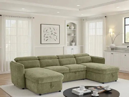 Capri Green U-Shape Corner Sofa Bed | UK Manufactured | Solid Beech Hardwood & Reflex Foam Brand: Darnall Furniture