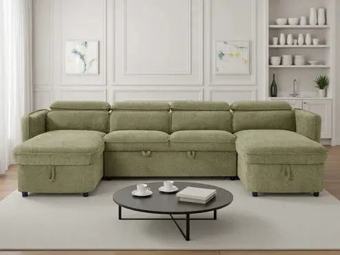 Capri Green U-Shape Corner Sofa Bed | UK Manufactured | Solid Beech Hardwood & Reflex Foam Brand: Darnall Furniture