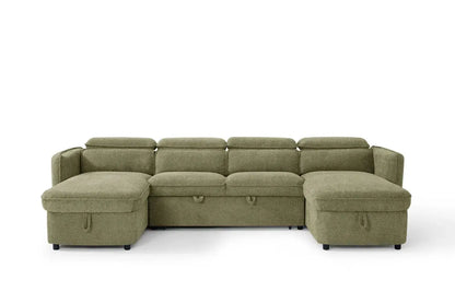 Capri Green U-Shape Corner Sofa Bed | UK Manufactured | Solid Beech Hardwood & Reflex Foam Brand: Darnall Furniture