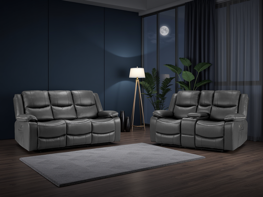 Harald Electric Recliner Sofa Black 3+2 Seater