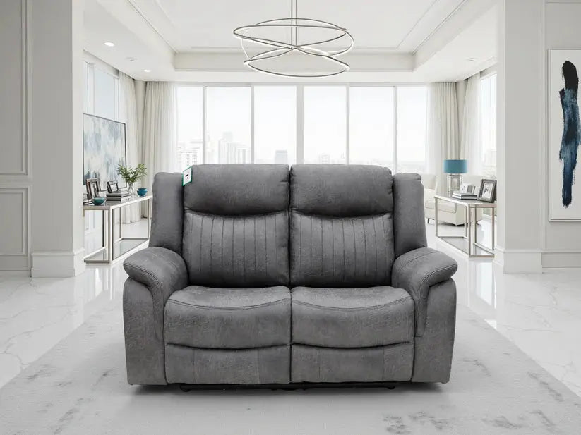 Leon 2 Seater Electric Recliner Sofa in Grey | UK Manufactured | Solid Hardwood & High-Density Foam Darnall Furniture