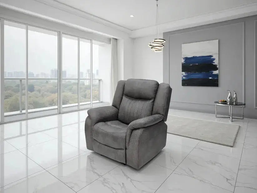 Leon Electric Recliner Armchair in Grey | UK Manufactured | Solid Hardwood & USB Charging Darnall Furniture