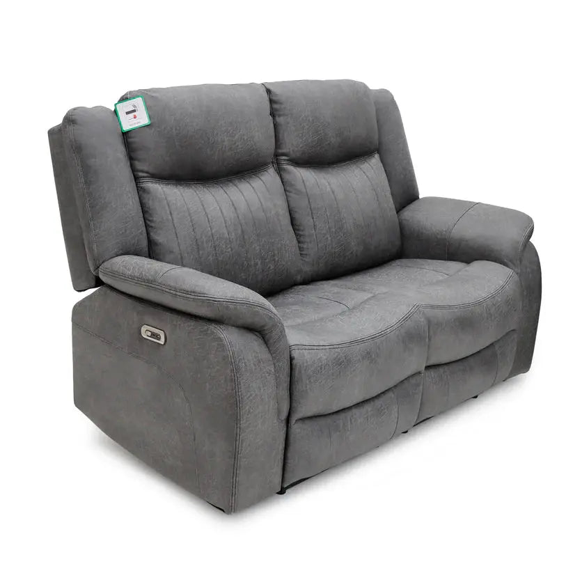 Leon 2 Seater Electric Recliner Sofa in Grey | UK Manufactured | Solid Hardwood & High-Density Foam Darnall Furniture