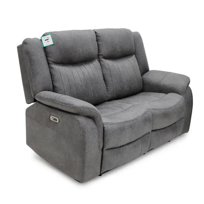 Leon 2 Seater Electric Recliner Sofa in Grey | UK Manufactured | Solid Hardwood & High-Density Foam Darnall Furniture