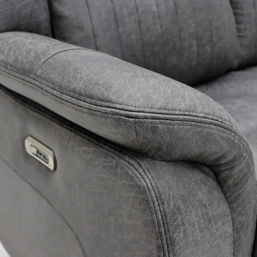 Leon 3 Seater Electric Recliner Sofa in Grey | UK Manufactured | Solid Hardwood & High-Density Foam Darnall Furniture