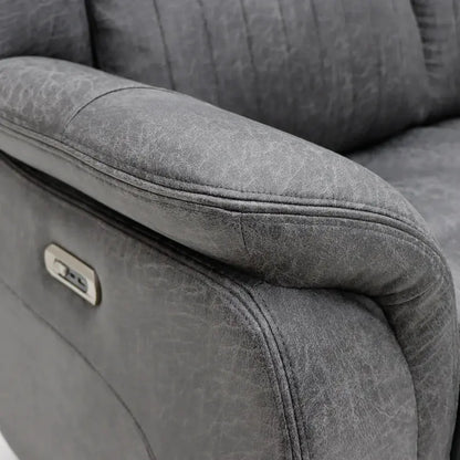 Leon 3 Seater Electric Recliner Sofa in Grey | UK Manufactured | Solid Hardwood & High-Density Foam Darnall Furniture