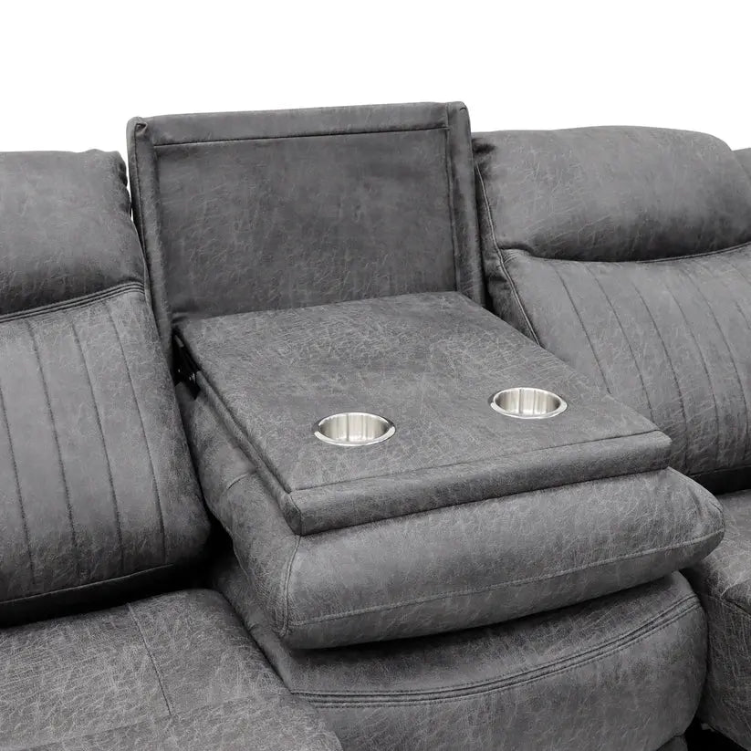 Leon 3 Seater Electric Recliner Sofa in Grey | UK Manufactured | Solid Hardwood & High-Density Foam Darnall Furniture