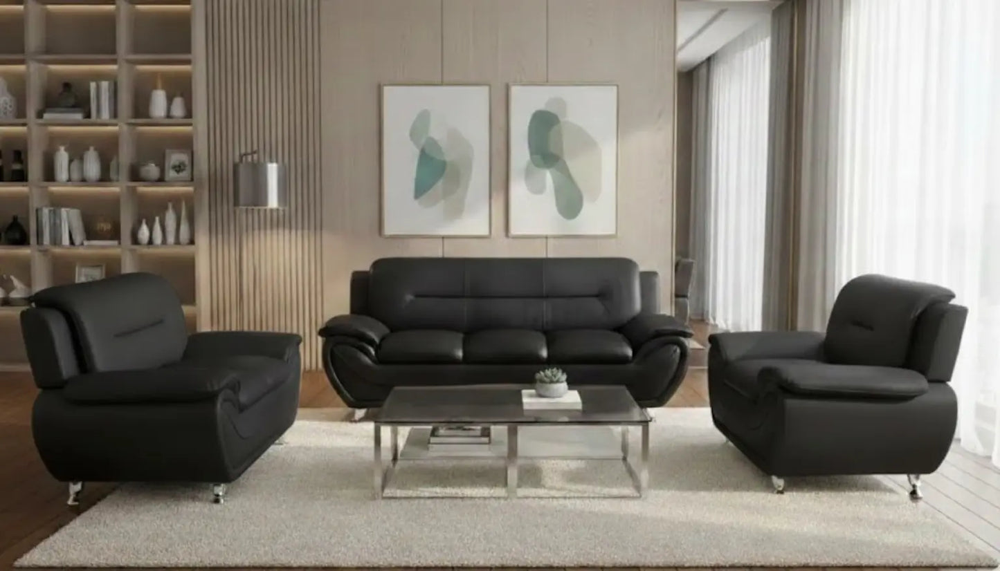 Venice 3 and 2 Seater Leather Sofas - Black/Brown Brand: Darnall Furniture