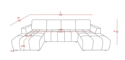 Shanghai Luxury U Shape Corner Sofabed