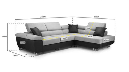 Anton Sofabed Black/Grey Right Hand Facing Corner Brand: Darnall Furniture