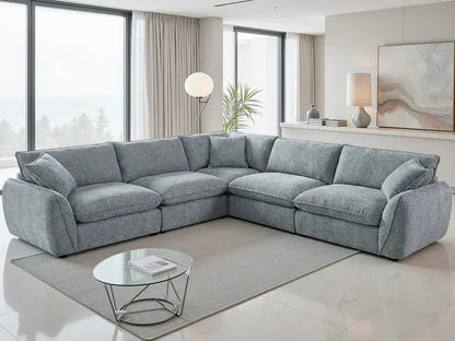 Berlin Beige & Grey Fabric Sofa Range – Large Corner Sofa, 3 & 2 Seater Armchair Darnall Furniture